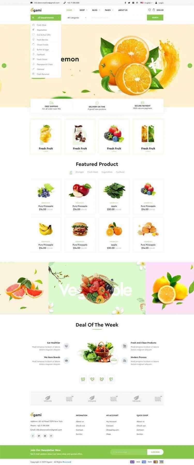 多用途的响应式食品商城网站 - 阿泽资源网