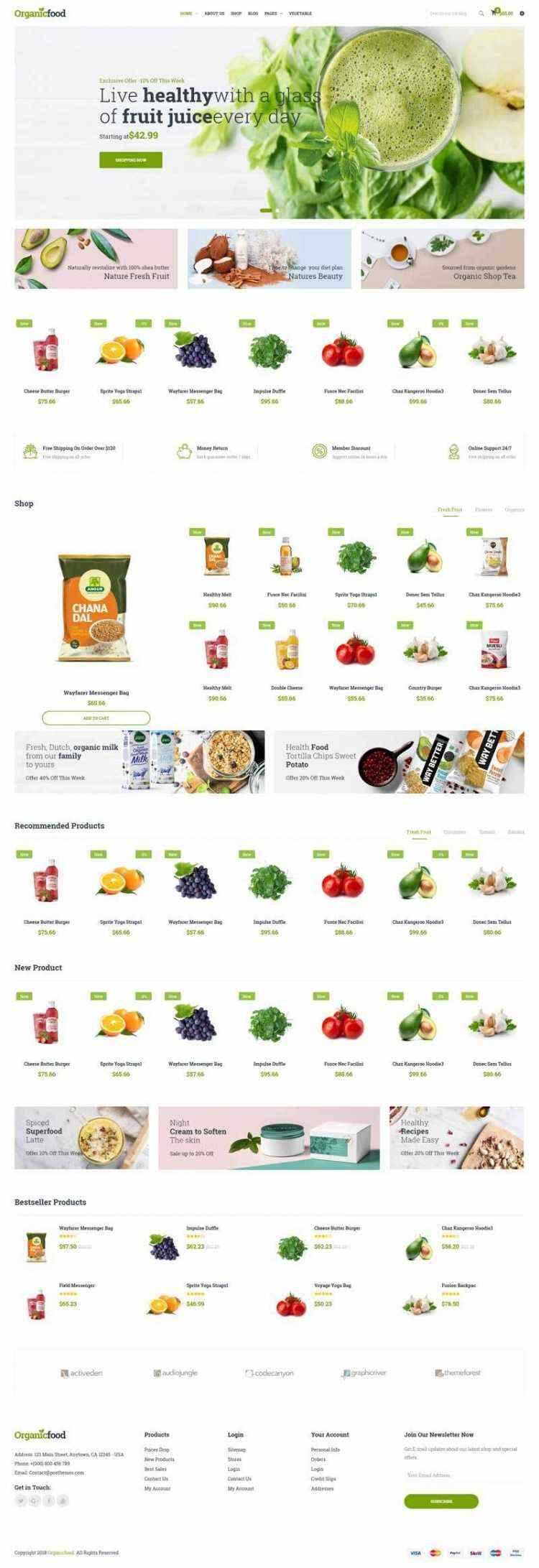 绿色Bootstrap4响应式食品蔬菜水果外卖预订商城网站 - 阿泽资源网