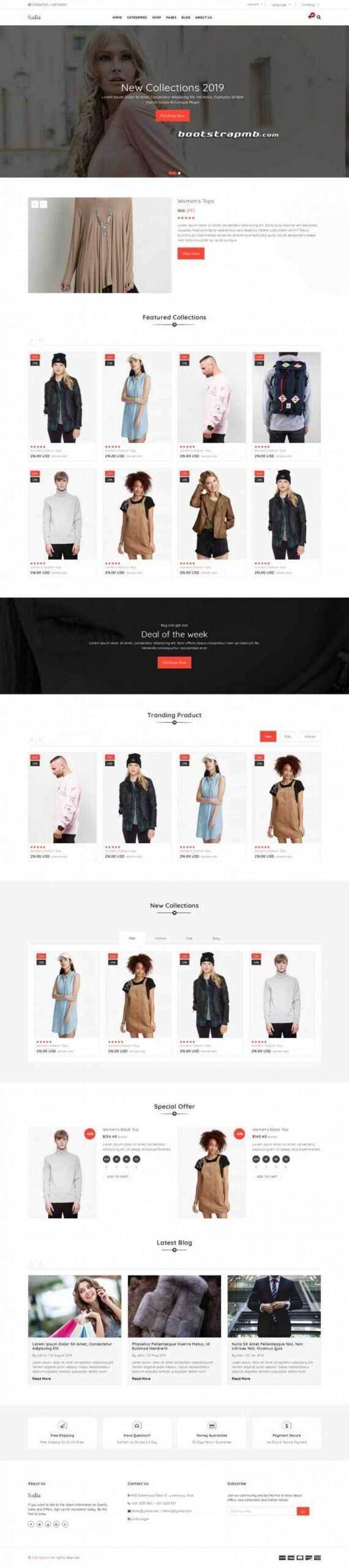 Bootstrap响应式英文服装商城 - 阿泽资源网