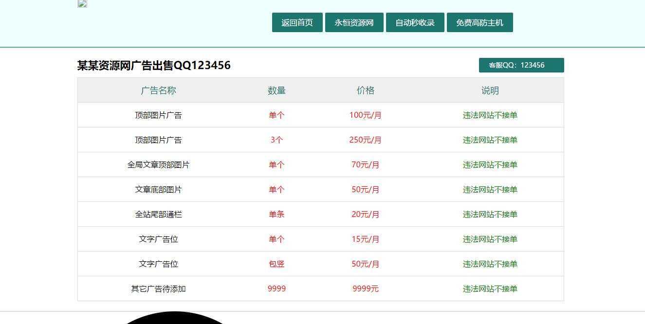 广告位出售单页HTML源码 - 阿泽资源网