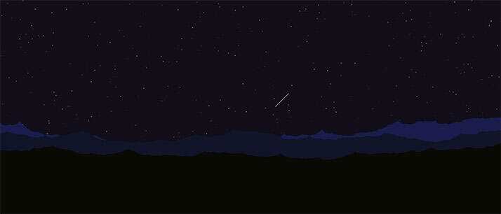 html5 canvas山顶夜空流星划过背景动画特效 - 阿泽资源网