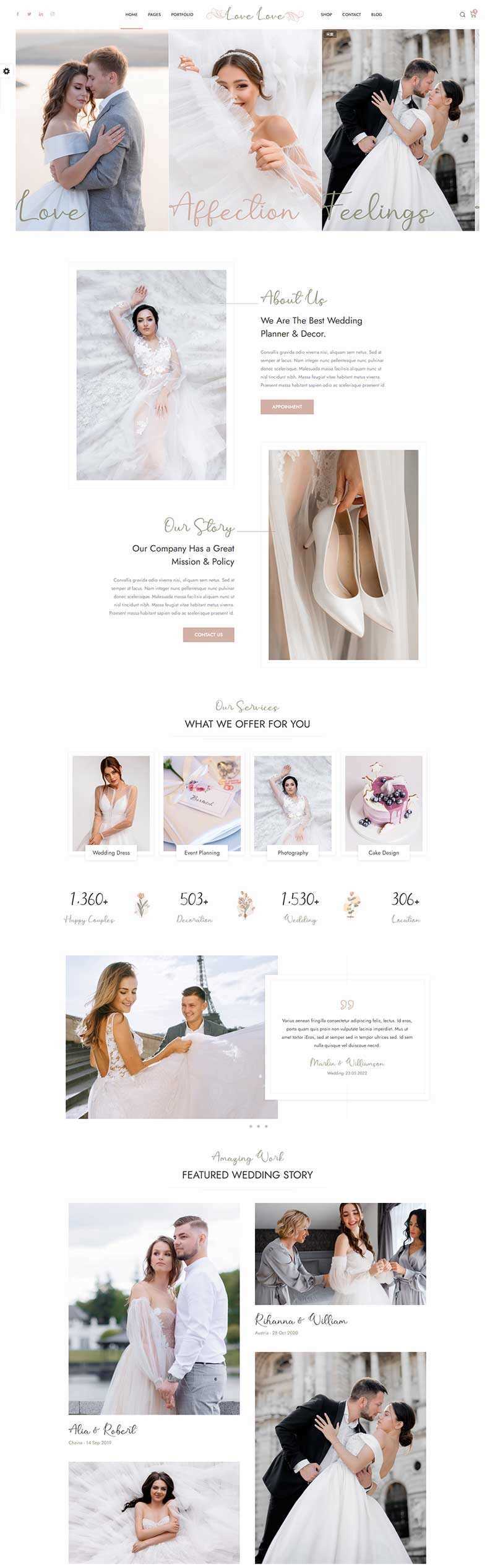 HTML5婚庆婚饰婚纱摄影服务网站html模板 - 阿泽资源网
