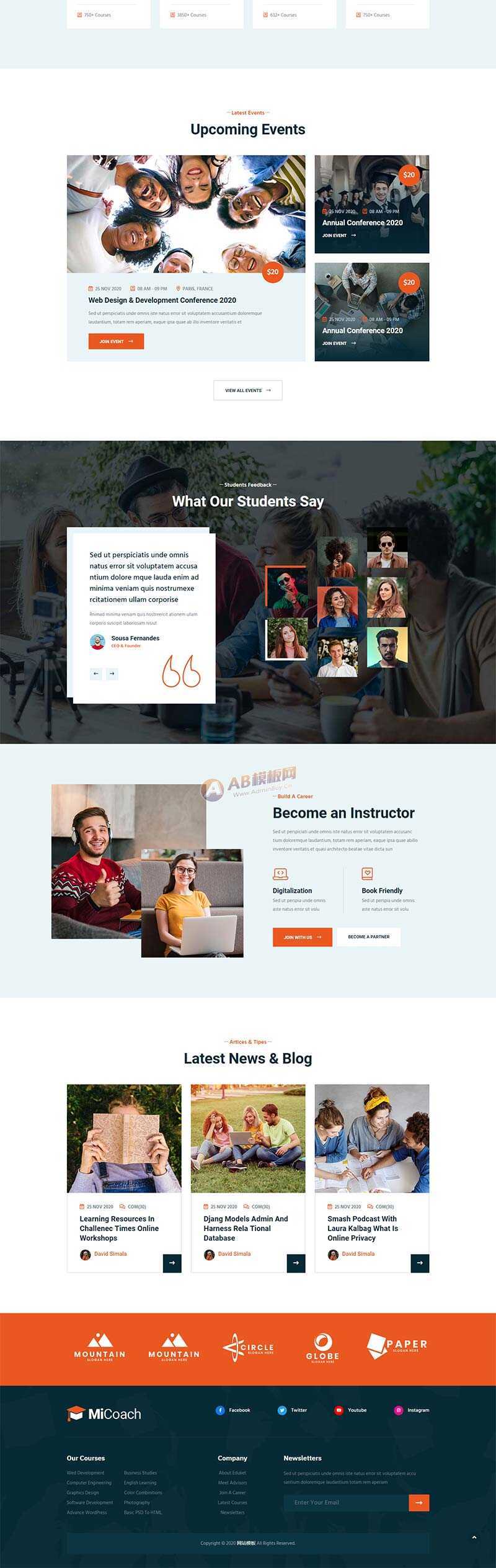 响应式在线课程教育培训行业网站HTML5模板 - 阿泽资源网