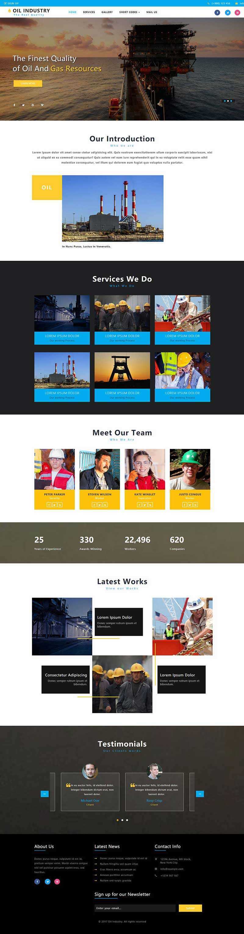 bootstrap石油开采工业类企业网站html模板 - 阿泽资源网
