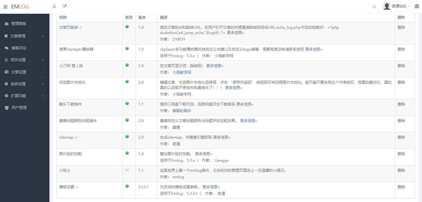 Emlog麋鹿资源网站长二开整站数据带9条采集规则 - 阿泽资源网