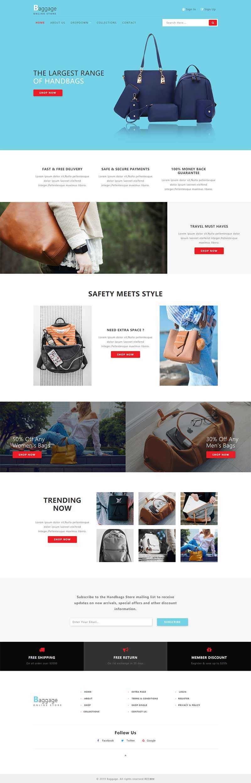 Bootstrap响应式箱包电子商务网站html模板 - 阿泽资源网