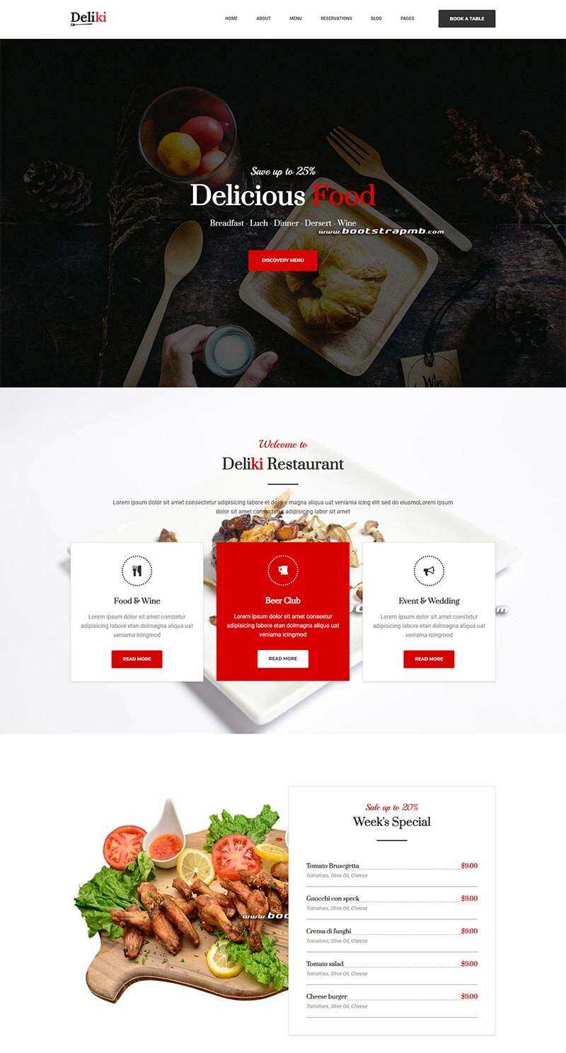 Bootstrap大气餐饮美食网站html模板 - 阿泽资源网