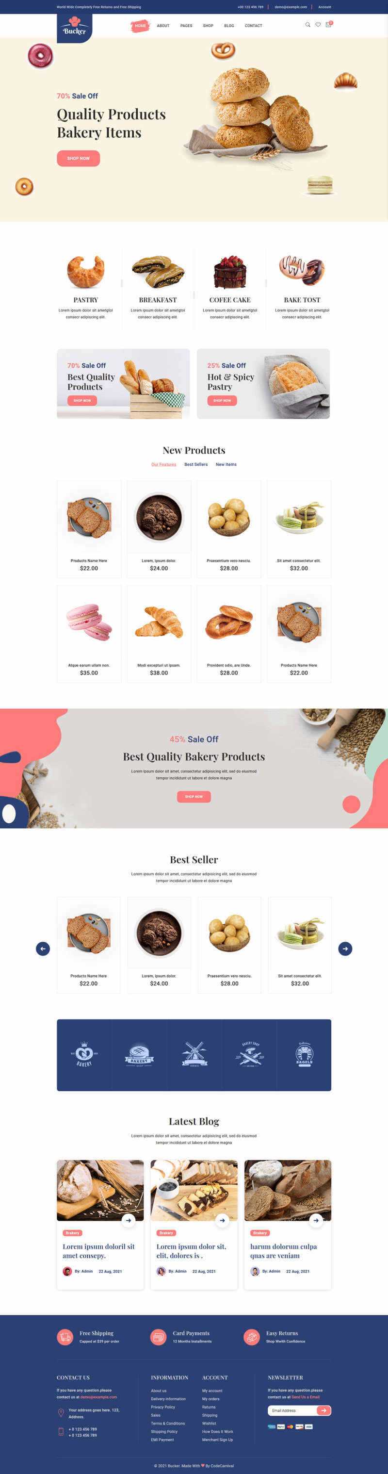 Bootstrap5甜品面包店铺HTML电商模板 - 阿泽资源网