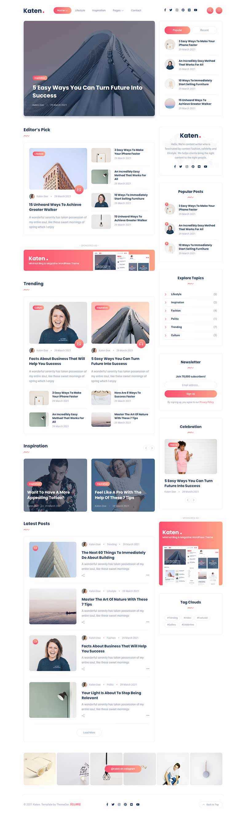 bootstrap响应式博客和杂志HTML模板 - 阿泽资源网