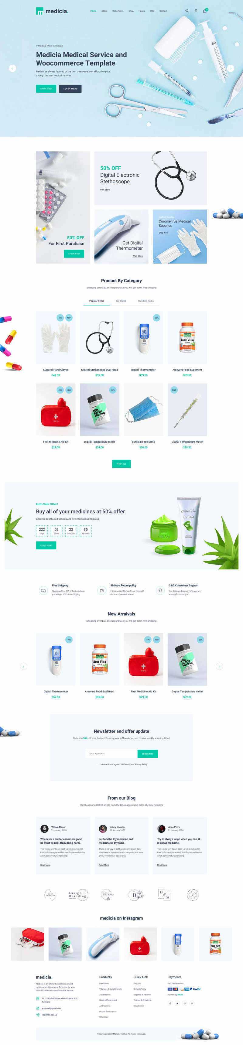 Bootstrap4医疗保健用品电子商务HTML5模板 - 阿泽资源网