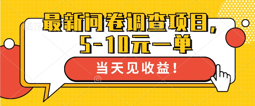 最新问卷调查项目，5-10元一单，多做多得， 单日轻松100＋ - 阿泽资源网