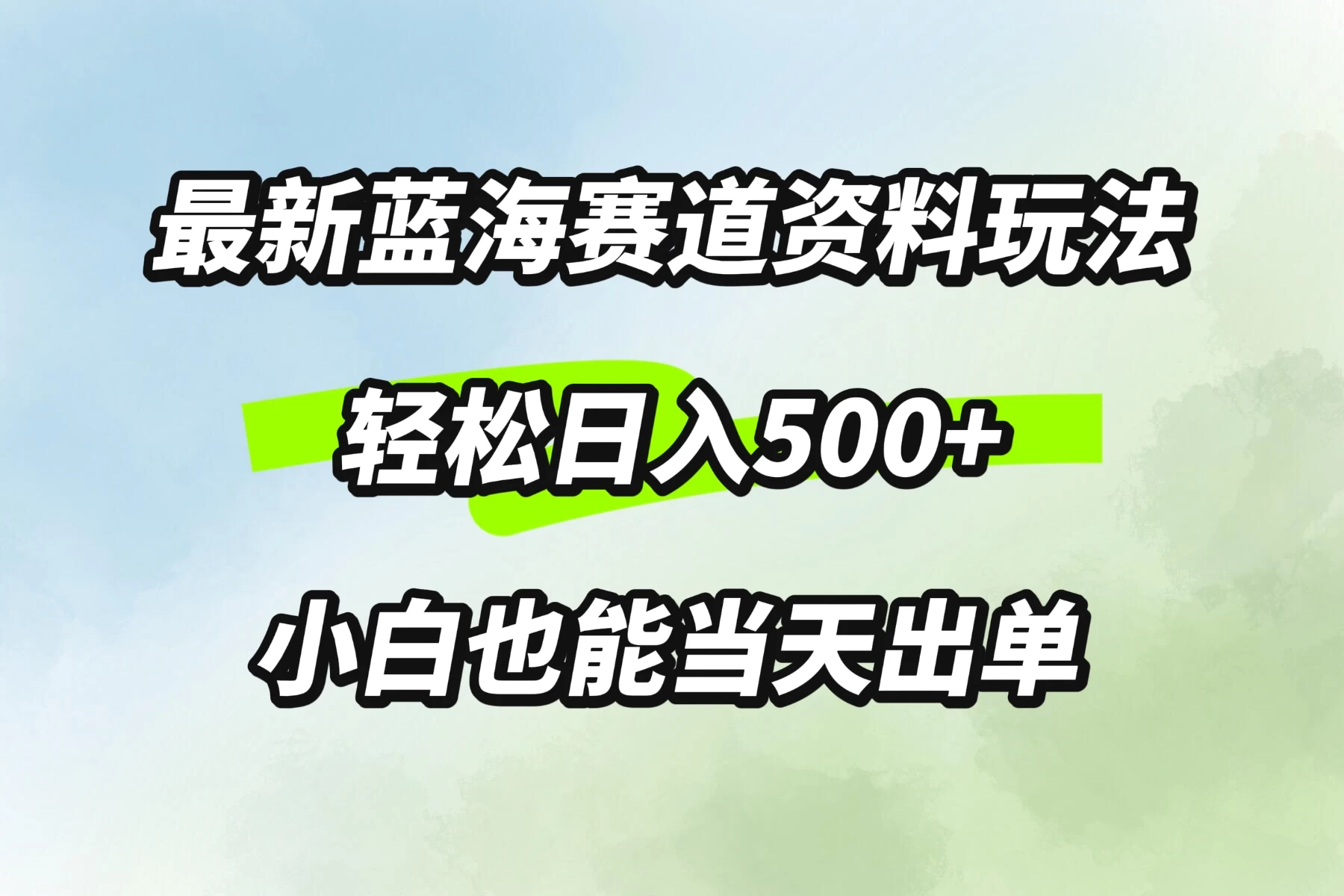 最新蓝海赛道资料玩法，轻松日入500+，小白也能当天出单 - 阿泽资源网