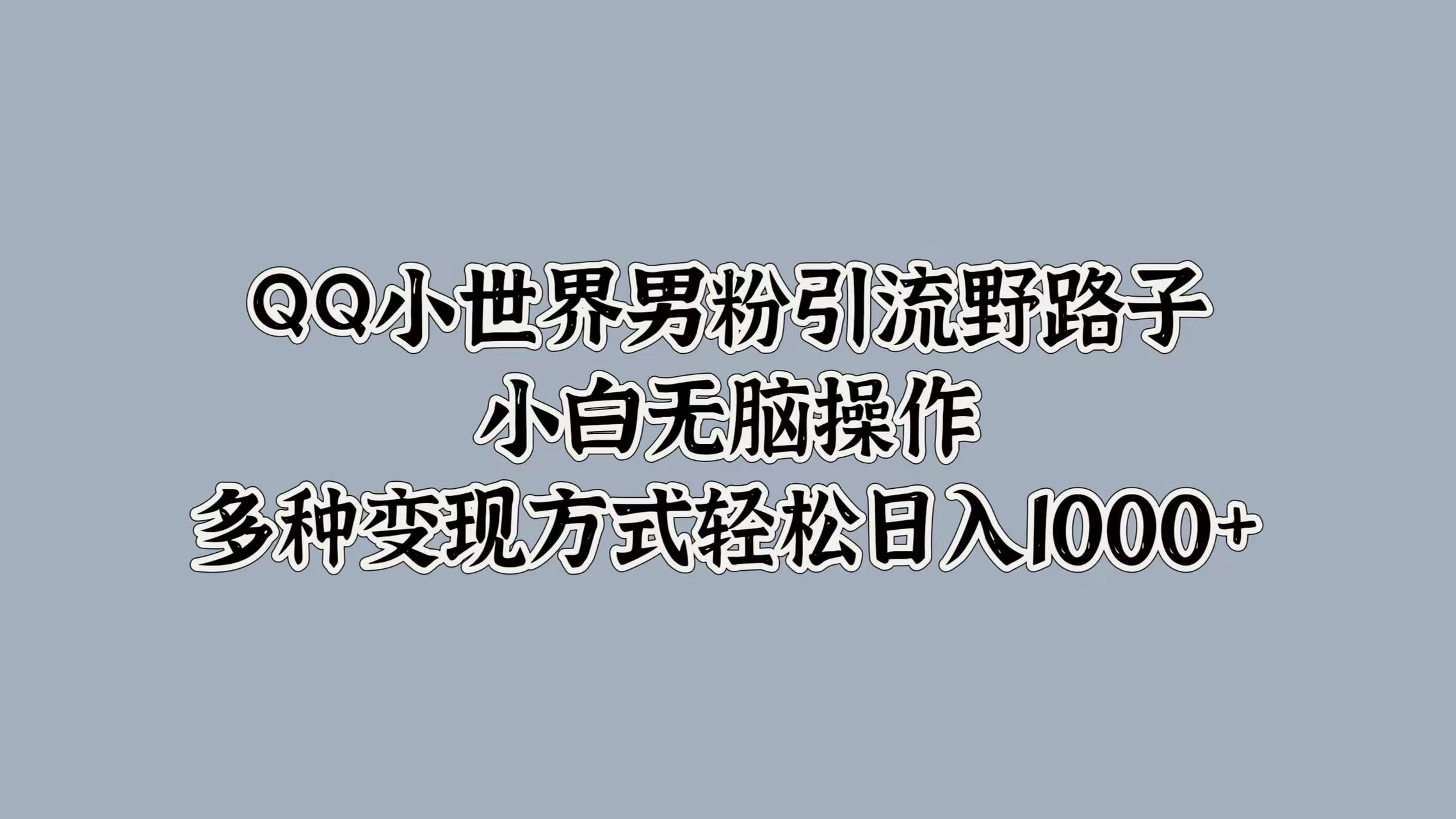 QQ小世界男粉引流野路子，小白无脑操作，多种变现方式轻松日入1000+ - 阿泽资源网