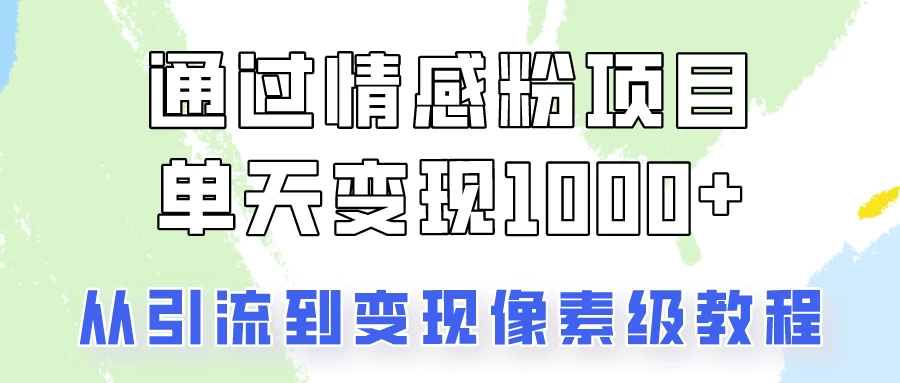 关于情感粉变现项目，我是怎么做到单天赚1000+的？从引流到变现像素级教程 - 阿泽资源网