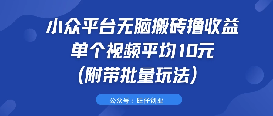 小众平台无脑搬砖撸收益，单个视频平均10元 (附带批量玩法） - 阿泽资源网