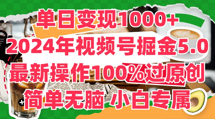 单日变现1000+，2024年视频号掘金5.0，最新骚操作100%过原创玩法，简单无脑，小白专属 - 阿泽资源网