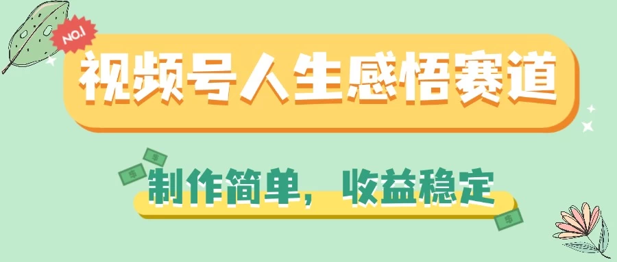 视频号人生感悟赛道，制作简单，收益稳定 - 阿泽资源网