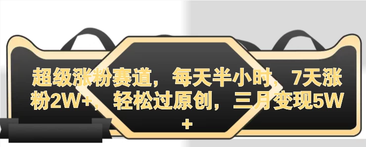 超级涨粉赛道，每天半小时，7天涨粉2W+，轻松过原创，三月变现5W+ - 阿泽资源网
