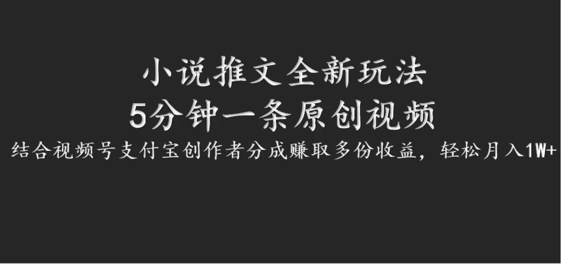 小说推文全新玩法，5分钟一条原创视频，结合视频号支付宝创作者分成赚取多份收益，轻松月入1W+ - 阿泽资源网