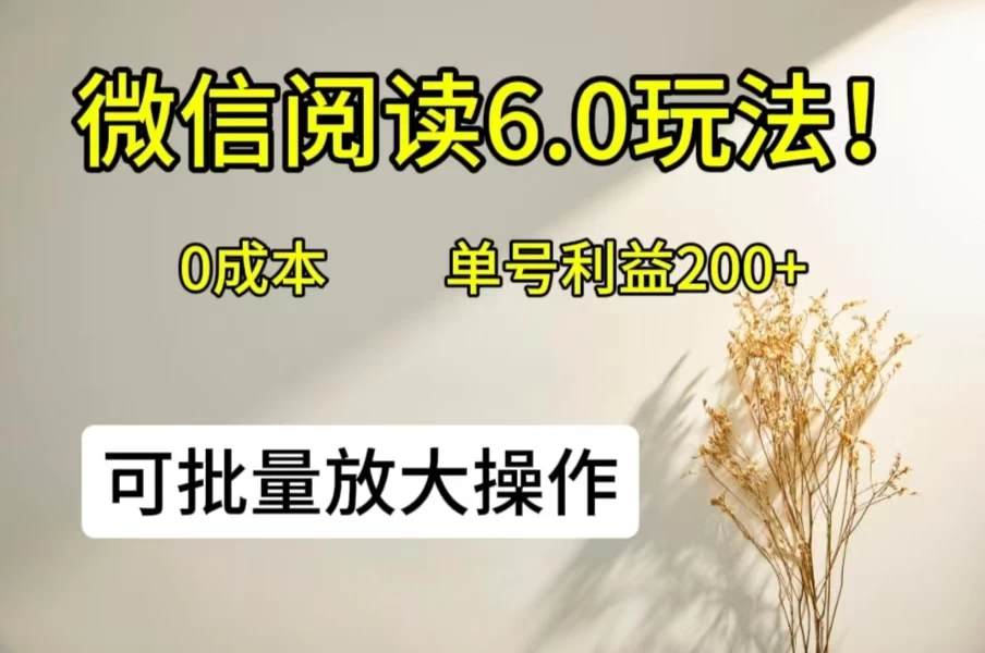 微信阅读6.0玩法!0撸,单号利益200+,可批量放大操作 - 阿泽资源网