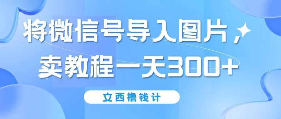 将微信号导入图片,卖教程一天300+(无脑操作!有手就会!) - 阿泽资源网
