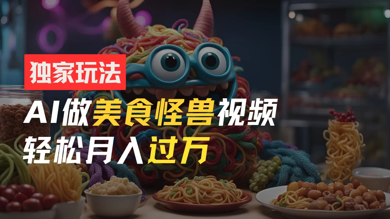零门槛操作,AI美食怪兽短视频玩法,月入过万新手也能做! - 阿泽资源网