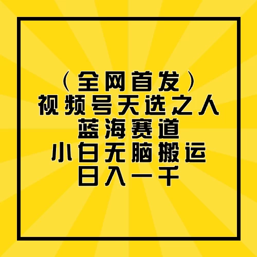 全网首发，视频号天选之人蓝海赛道，小白无脑搬运日入一千 - 阿泽资源网