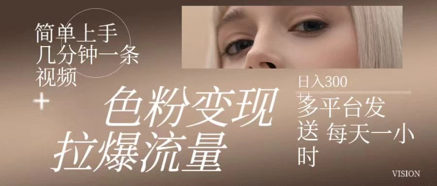 色粉变现，拉爆流量，简单上手几分钟一条视频，多平台发送每天一小时，日入300+ - 阿泽资源网