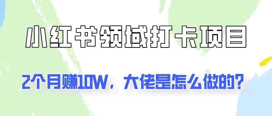 通过小红书领域打卡项目2个月赚10W,大佬是怎么做的? - 阿泽资源网