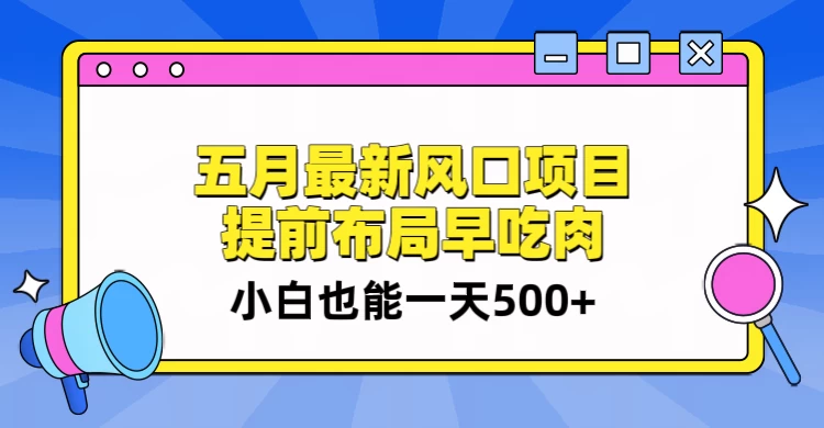 5月最新风口项目,提前布局早吃肉,小白也能一天暴利500+ - 阿泽资源网