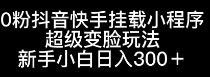 0粉抖音快手挂载小程序，超级变脸玩法，新手小白日入300+ - 阿泽资源网