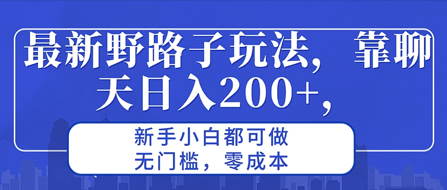 最新野路子玩法,靠聊天日入200+,新手小白都可做,无门槛,零成本 - 阿泽资源网