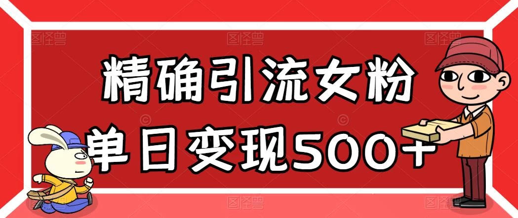 精确引流女粉，单日变现500+，高复购，保姆级教程 - 阿泽资源网