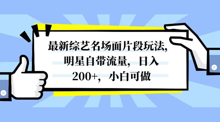最新综艺名场面片段玩法，明星自带流量，日入200+，小白可做 - 阿泽资源网