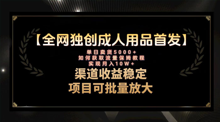 最新全网独创首发，成人用品赛道引流获客，单日卖货 5000+，月入 10w 保姆级教程 - 阿泽资源网