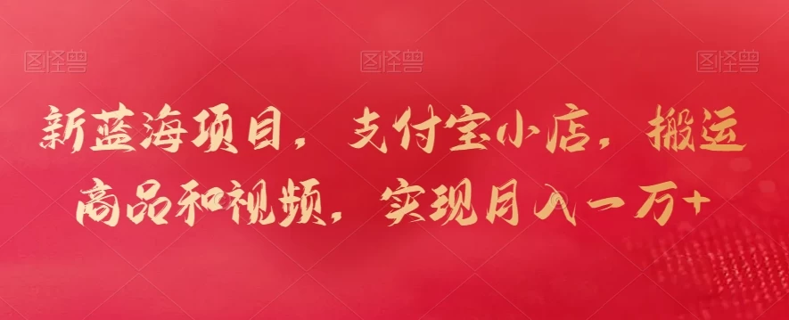 新蓝海项目,支付宝小店,搬运商品和视频,实现月入一万+ - 阿泽资源网