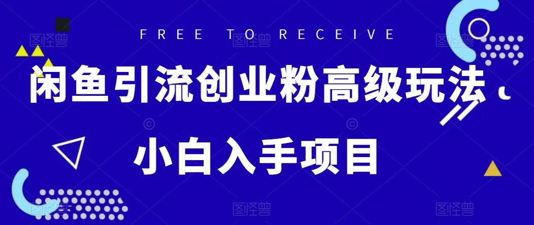 闲鱼引流创业粉高级玩法，单日引流200+，稳定收益2000+，小白入手项目 - 阿泽资源网