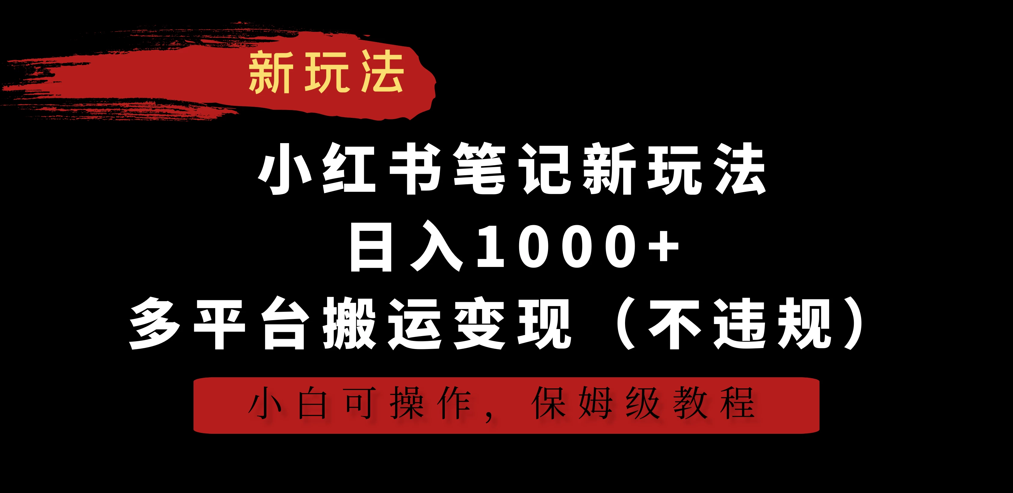 小红书笔记新玩法,日入1000+,多平台搬运变现(不违规),小白可操作,保姆级教程 - 阿泽资源网