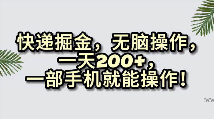 快递掘金,无脑搬运,一天 200+,一部手机就能操作 - 阿泽资源网