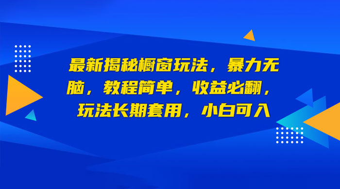 最新揭秘橱窗玩法：暴力无脑，收益必翻，玩法长期套用，小白可入 - 阿泽资源网