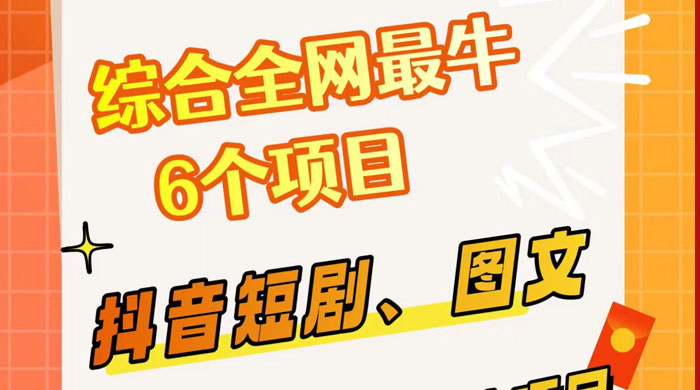 综合全网 6 个副业项目，有手就能做，新手、小白也能轻松上手 - 阿泽资源网