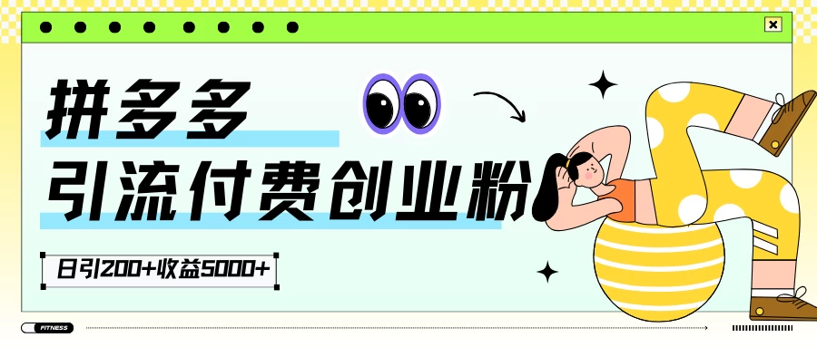拼多多引流付费创业粉,日引200+,收益5000+ - 阿泽资源网