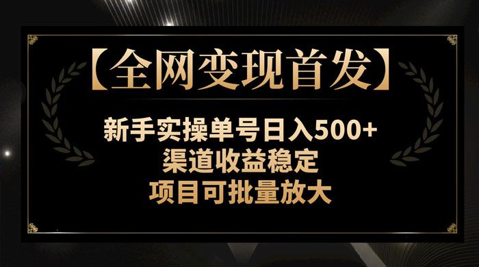 新手实操单号日入 500+，渠道收益稳定，项目可批量放大 - 阿泽资源网