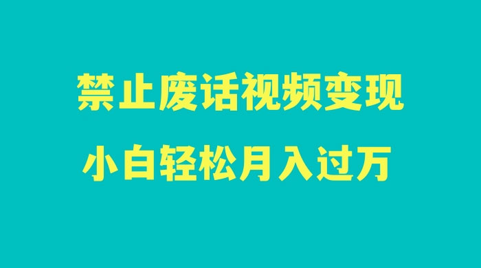 最新蓝海项目，靠禁止废话视频变现，一部手机，小白轻松月入过万！ - 阿泽资源网