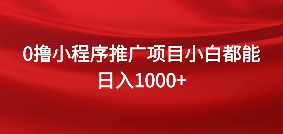 0撸小程序推广项目，日入四位数，零基础小白也能做 - 阿泽资源网