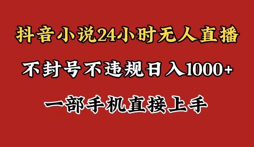 抖音小说无人直播日入1000+，不封号不违规，24小时无人直播，一部手机直接上手，保姆式教学 - 阿泽资源网
