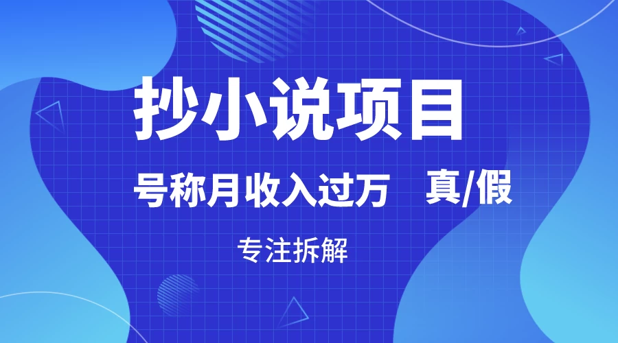 抄小说项目，号称月入过万，到底是否真实，能不能做，详细拆解 - 阿泽资源网