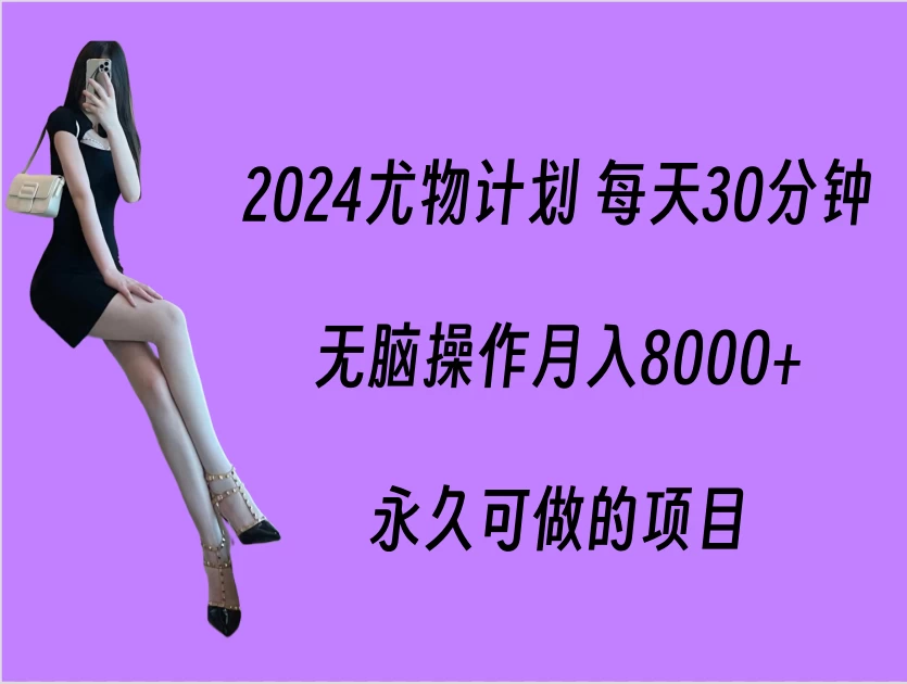 2024尤物计划 每天30分钟，无脑操作月入8000+，永久可做的项目 - 阿泽资源网