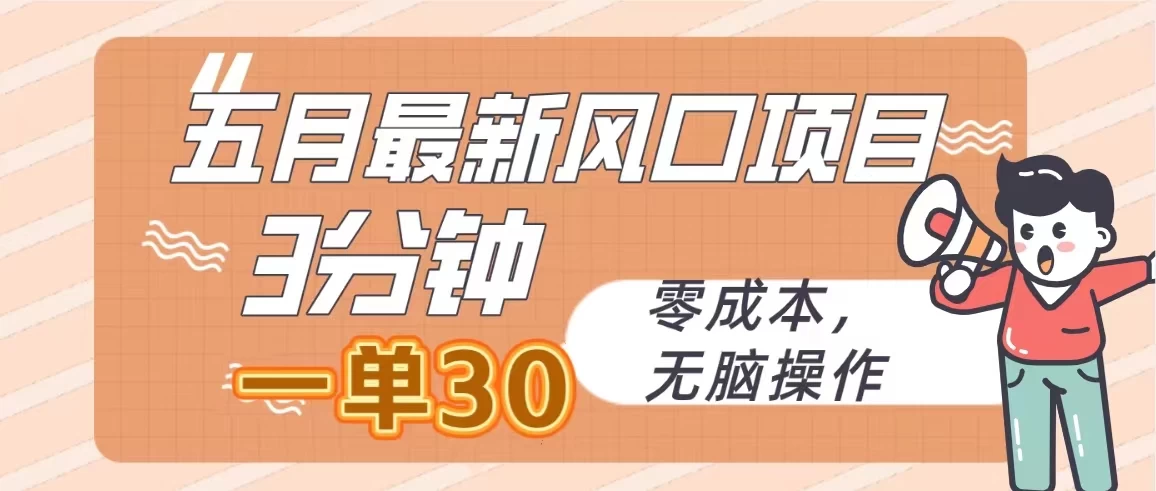 五月最新风口项目，3分钟一单30，无脑操作，零成本 - 阿泽资源网