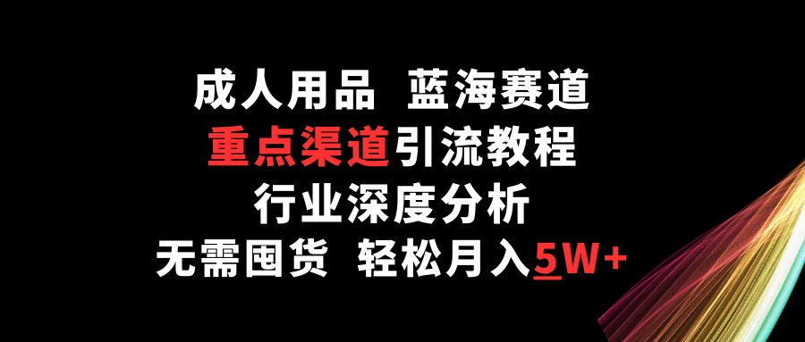 成人用品,蓝海赛道,重点渠道引流教程,行业深度分析,无需囤货,轻松月入5W+ - 阿泽资源网